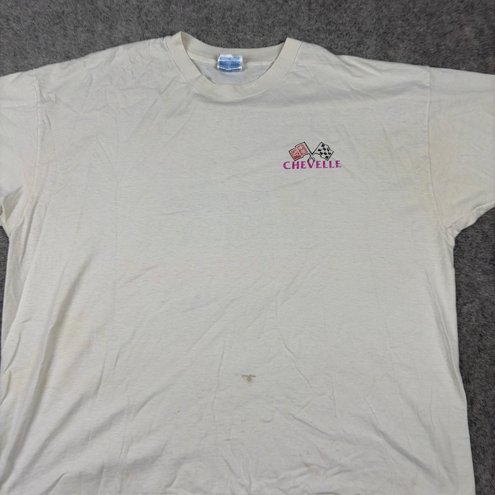 Vintage Chevelle Graphic T Shirt Mens XL White Racing Muscle Car Tee Y2K 90s - Picture 4 of 16